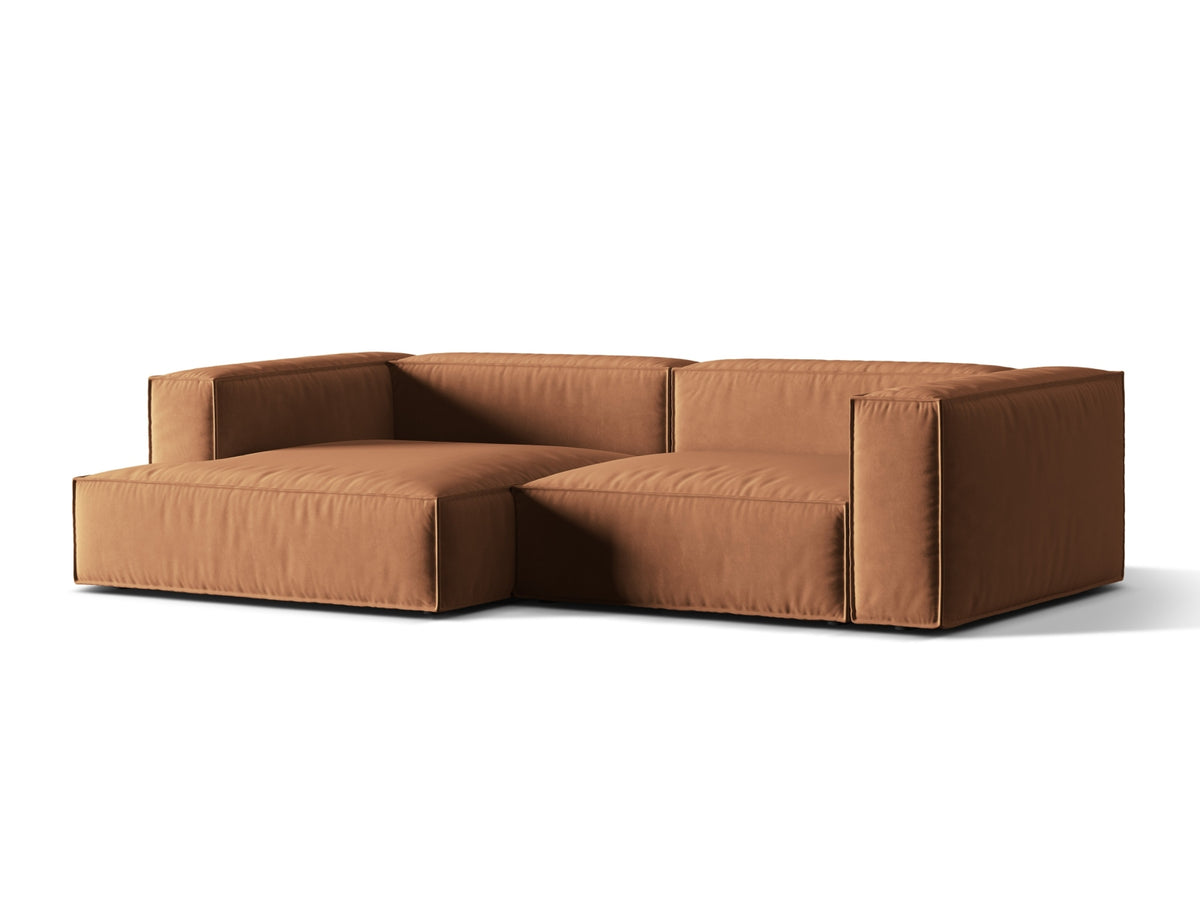 Nuria Velour Modular Ecksofa links 4 Sitzer in Honey-Paris präsentiert im Onlineshop von KAQTU Design AG. L-Sofa links ist von Micadoni