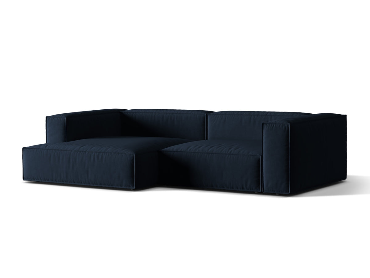 Nuria Velour Modular Ecksofa links 4 Sitzer in Dark Blue-Paris präsentiert im Onlineshop von KAQTU Design AG. L-Sofa links ist von Micadoni