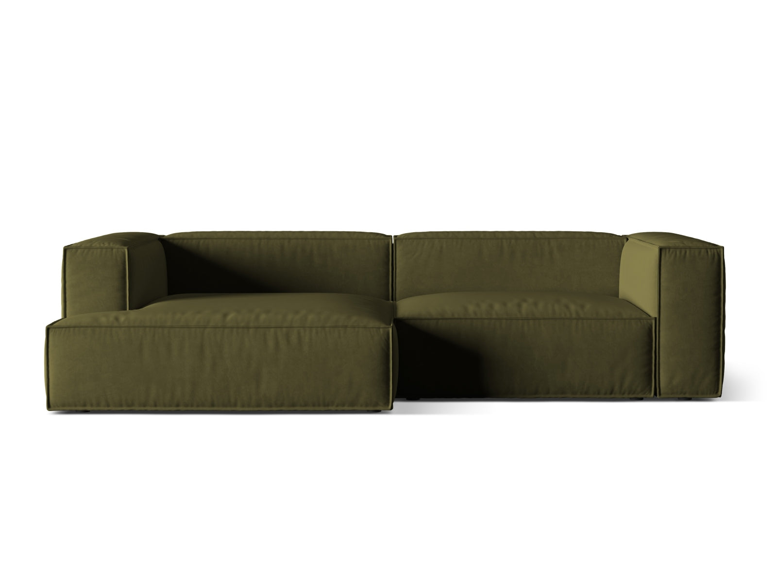 Nuria Velour Modular Ecksofa links 4 Sitzer in Moss Green Melange-Paris präsentiert im Onlineshop von KAQTU Design AG. L-Sofa links ist von Micadoni