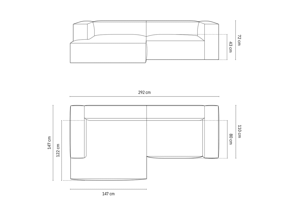 Nuria Velour Modular Ecksofa links 4 Sitzer in Grey-Paris präsentiert im Onlineshop von KAQTU Design AG. L-Sofa links ist von Micadoni