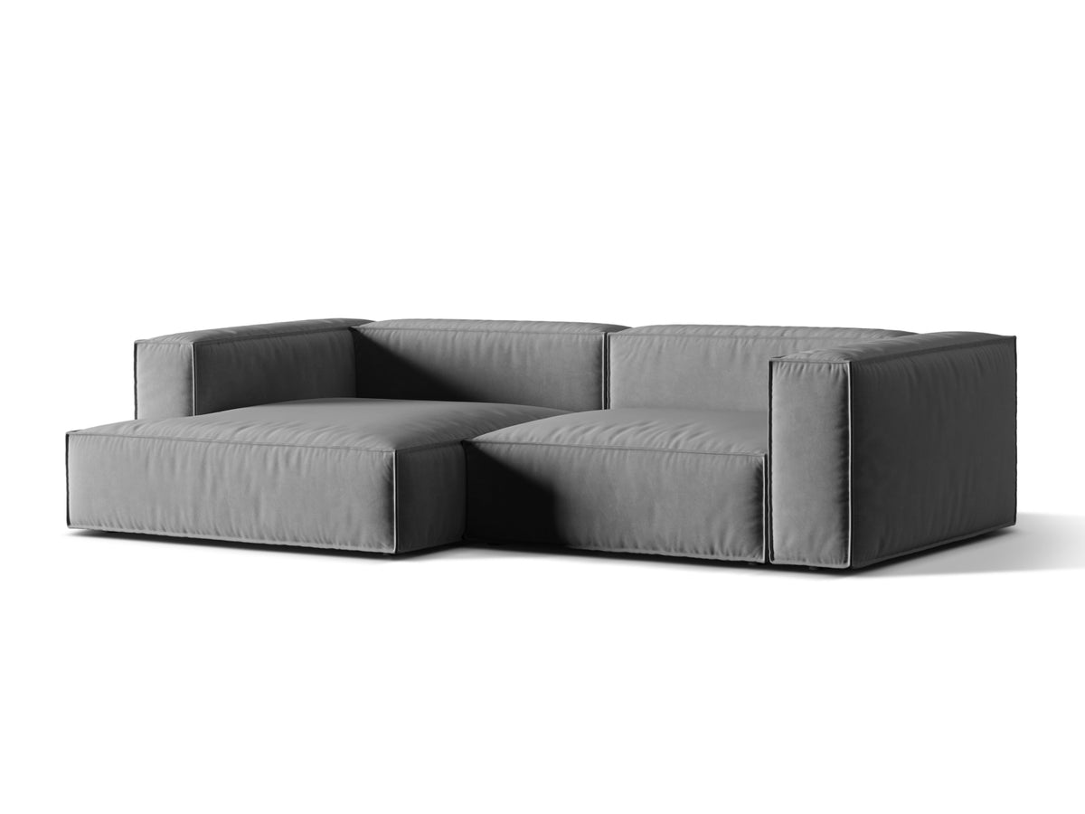 Nuria Velour Modular Ecksofa links 4 Sitzer in Grey-Paris präsentiert im Onlineshop von KAQTU Design AG. L-Sofa links ist von Micadoni