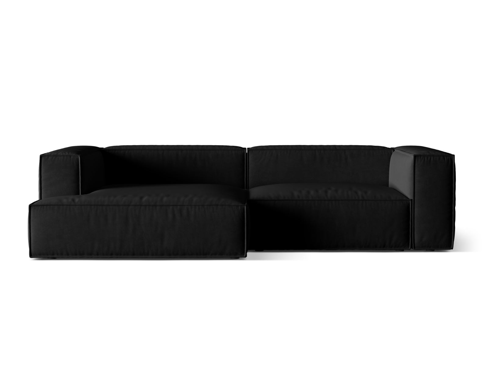 Nuria Velour Modular Ecksofa links 4 Sitzer in Black-Paris präsentiert im Onlineshop von KAQTU Design AG. L-Sofa links ist von Micadoni