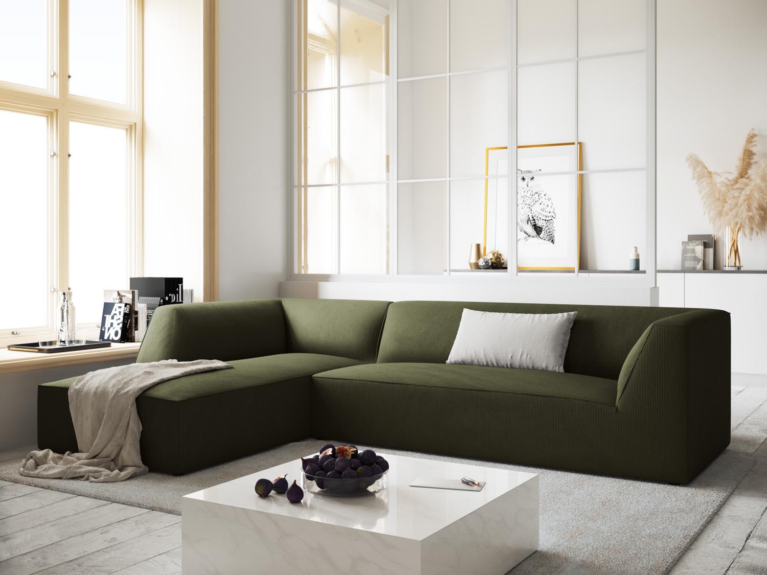 Stylisches Ruby Ecksofa links in modernem Design, ideal für gemütliche Wohnzimmer, präsentiert von Micadoni.