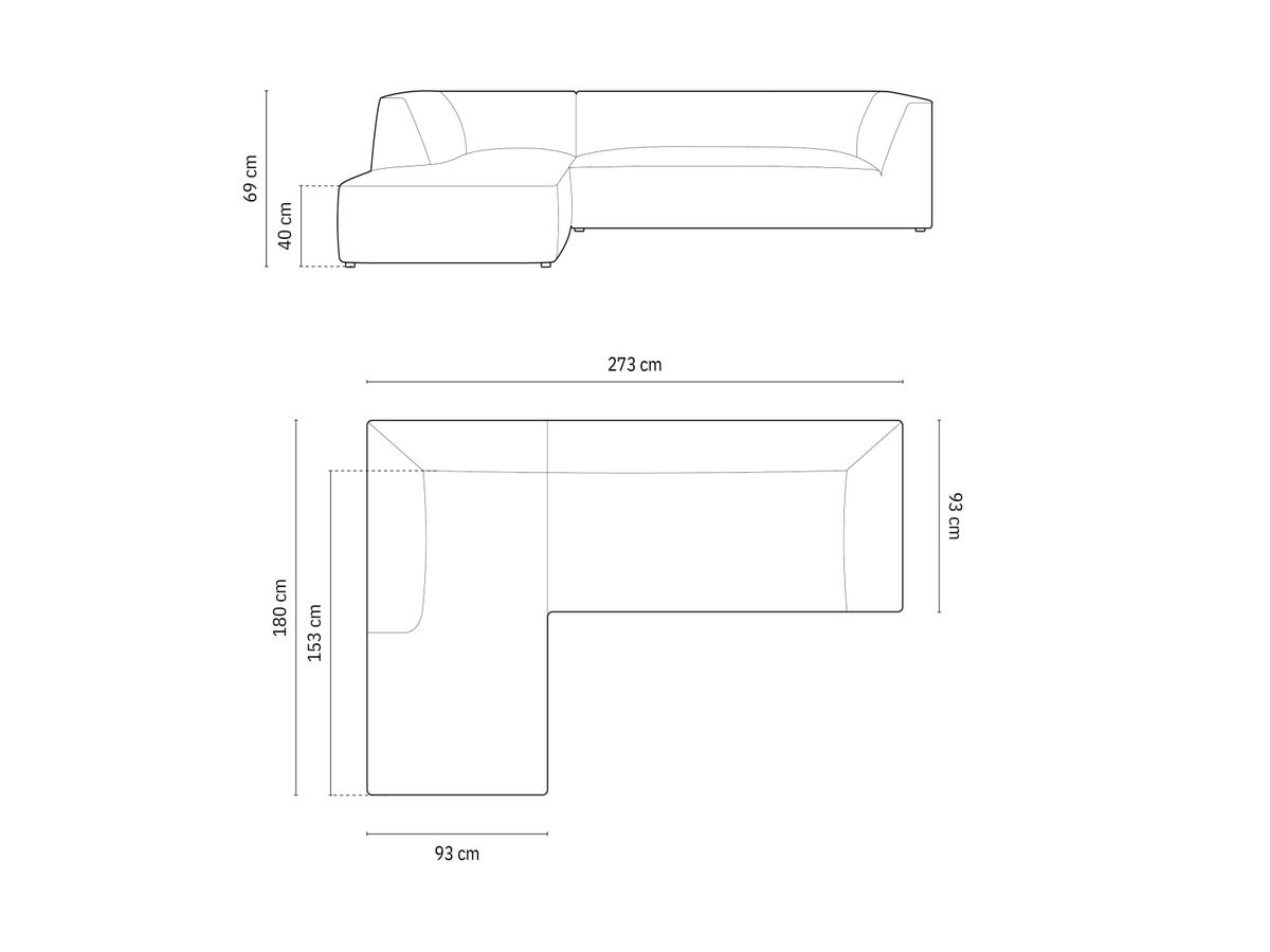 Ruby Modulares Ecksofa links 4 Sitzer in Black-Scala präsentiert im Onlineshop von KAQTU Design AG. Ecksofa links ist von Micadoni