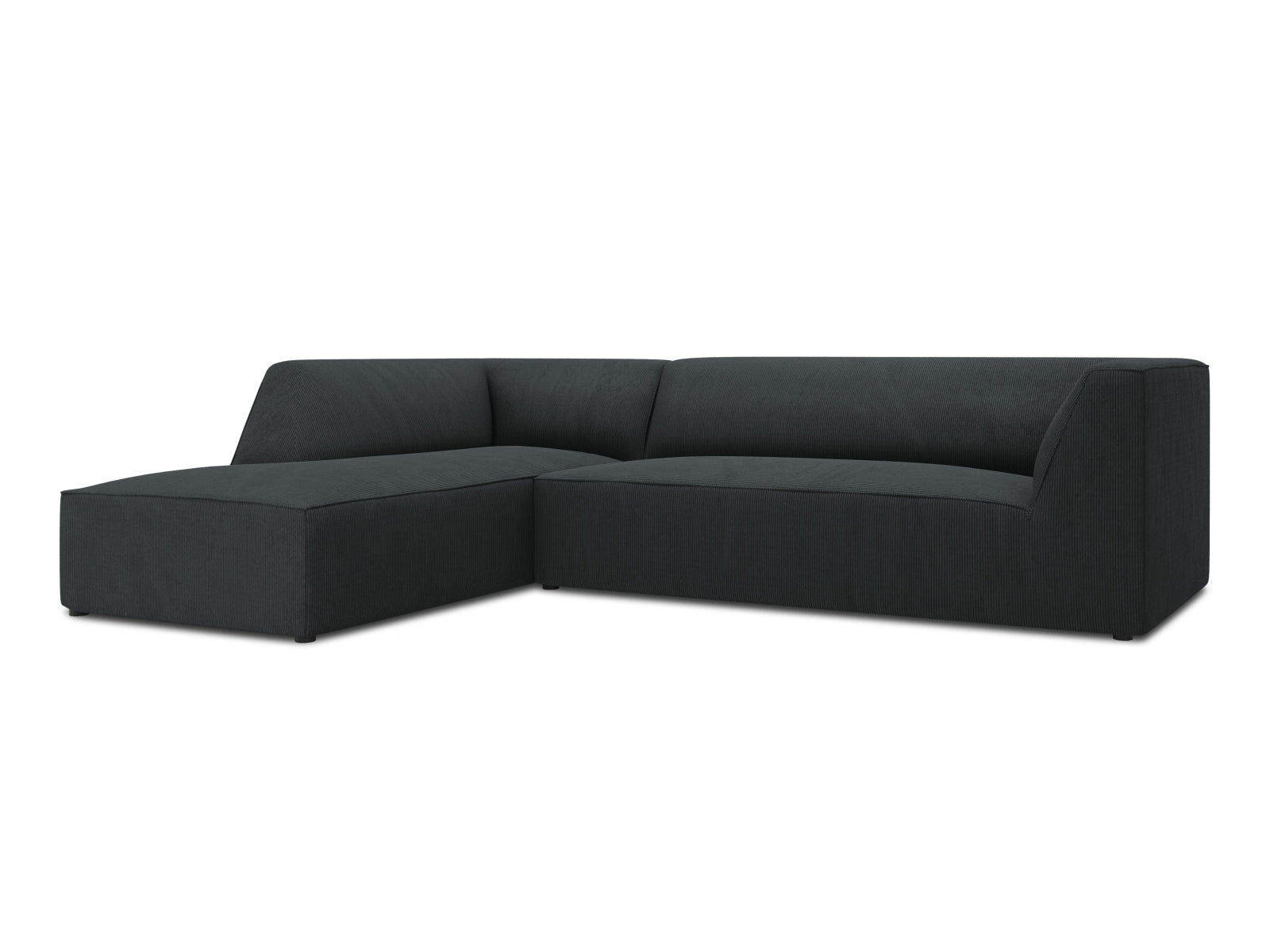 Modernes, linksseitiges 4-Sitzer Ecksofa Ruby von Micadoni, ideal für gemütliche Wohnräume, in edlem Schwarz mit modischem Design.