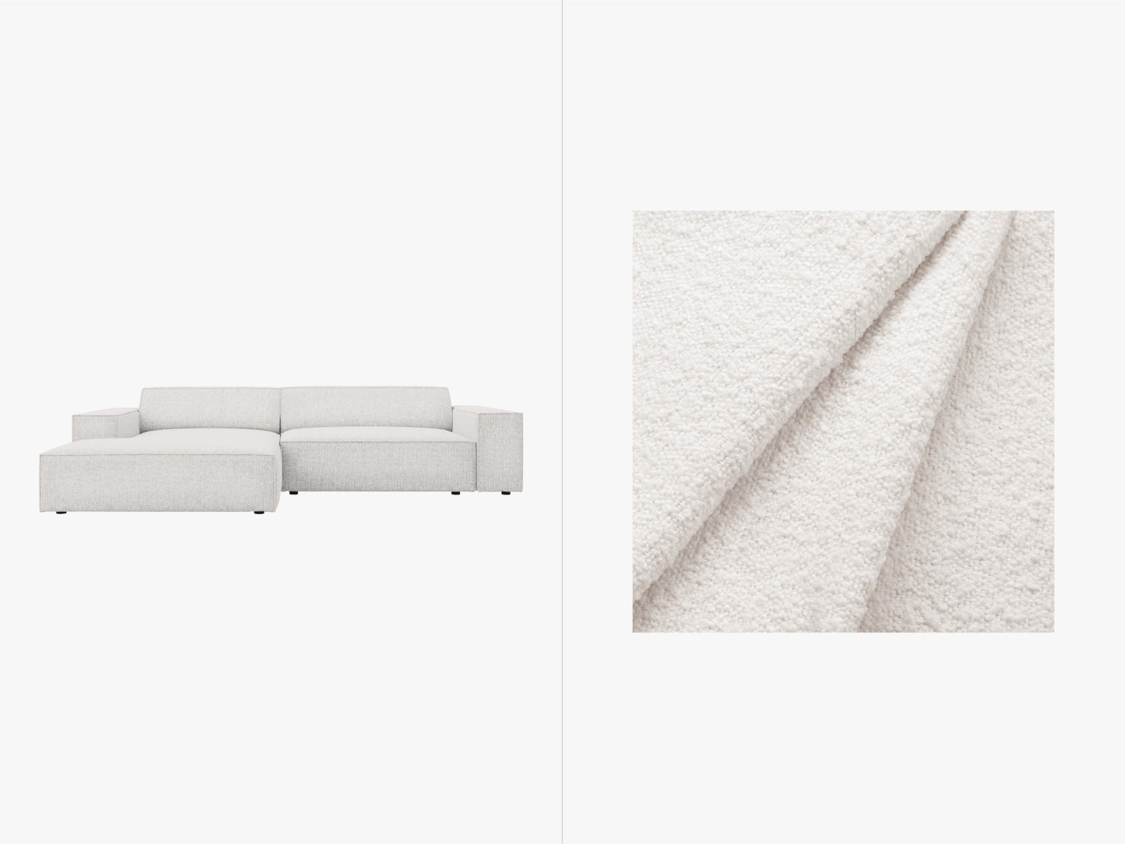 Jodie Boucle modulares Ecksofa links 3 Sitzer in White präsentiert im Onlineshop von KAQTU Design AG. Ecksofa links ist von Micadoni