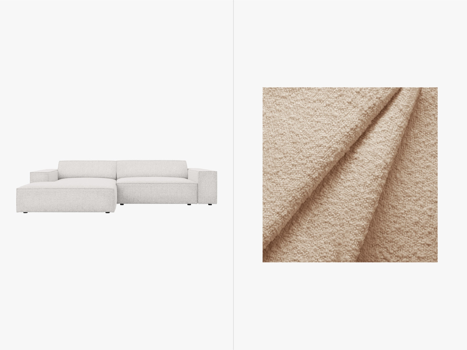 Jodie Boucle modulares Ecksofa links 3 Sitzer in Beige präsentiert im Onlineshop von KAQTU Design AG. Ecksofa links ist von Micadoni