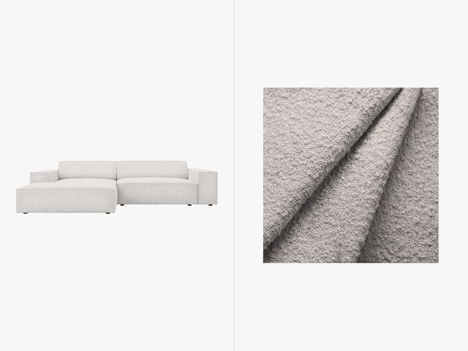 Jodie Boucle modulares Ecksofa links 3 Sitzer in Light Grey präsentiert im Onlineshop von KAQTU Design AG. Ecksofa links ist von Micadoni