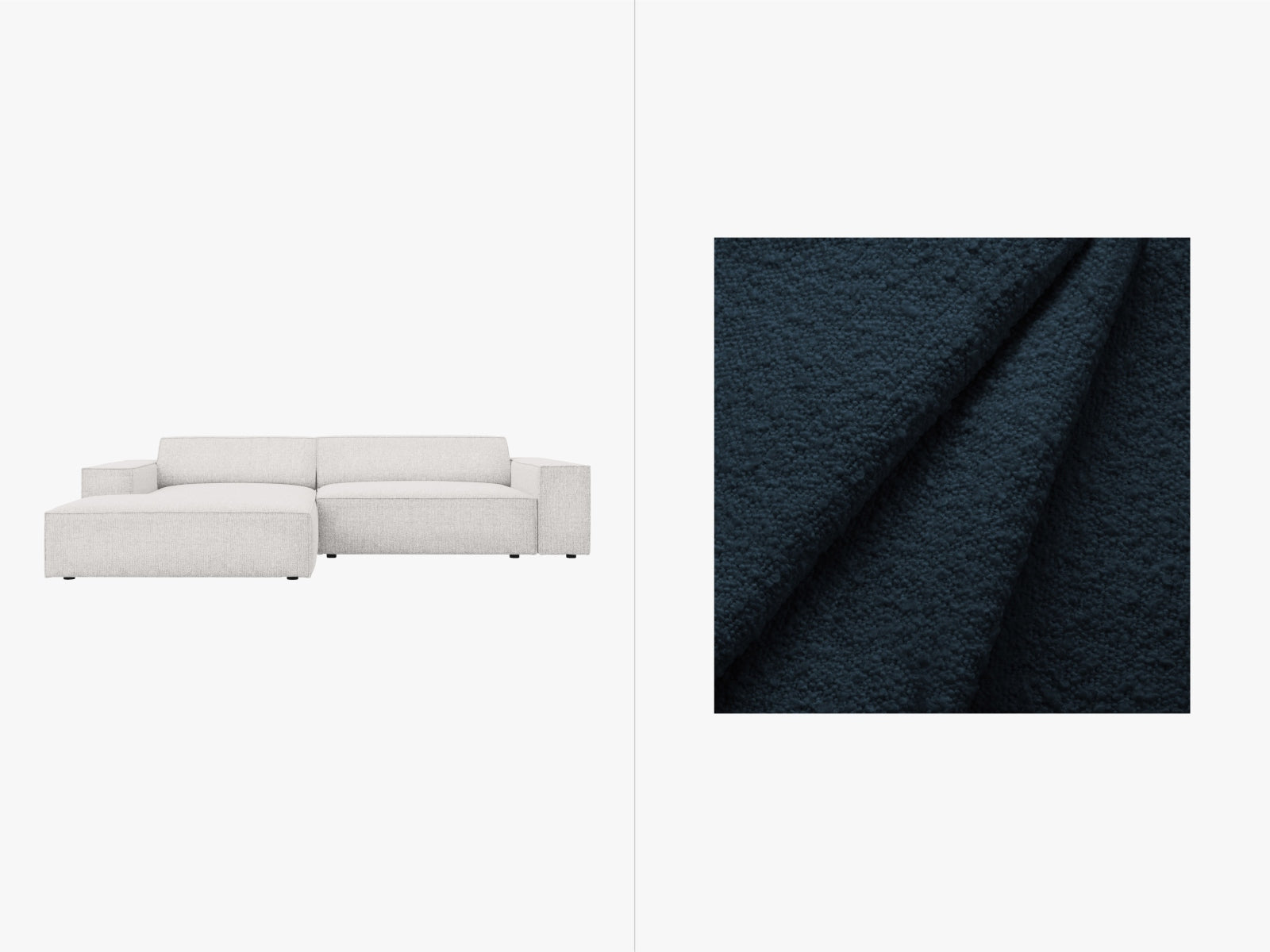 Jodie Boucle modulares Ecksofa links 3 Sitzer in Dark Blue präsentiert im Onlineshop von KAQTU Design AG. Ecksofa links ist von Micadoni