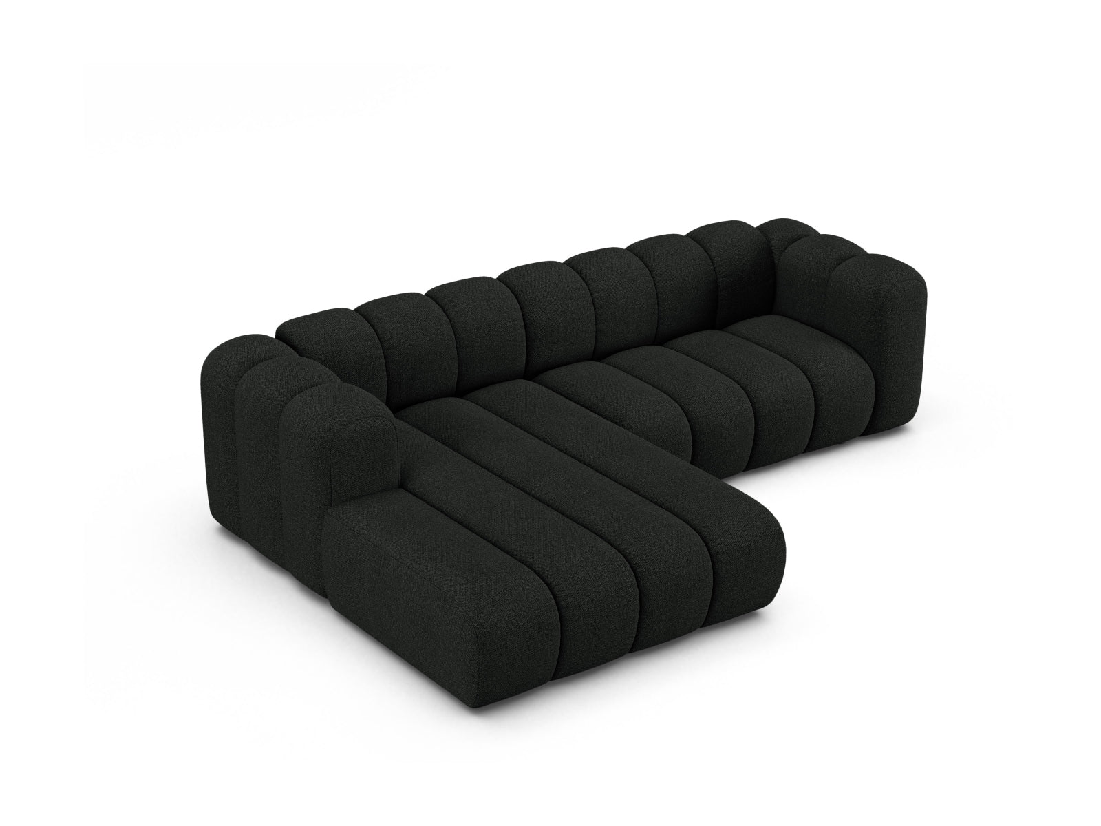 Lupine Boucle Modular Ecksofa links 4 Sitzer in Black präsentiert im Onlineshop von KAQTU Design AG. Ecksofa links ist von Micadoni