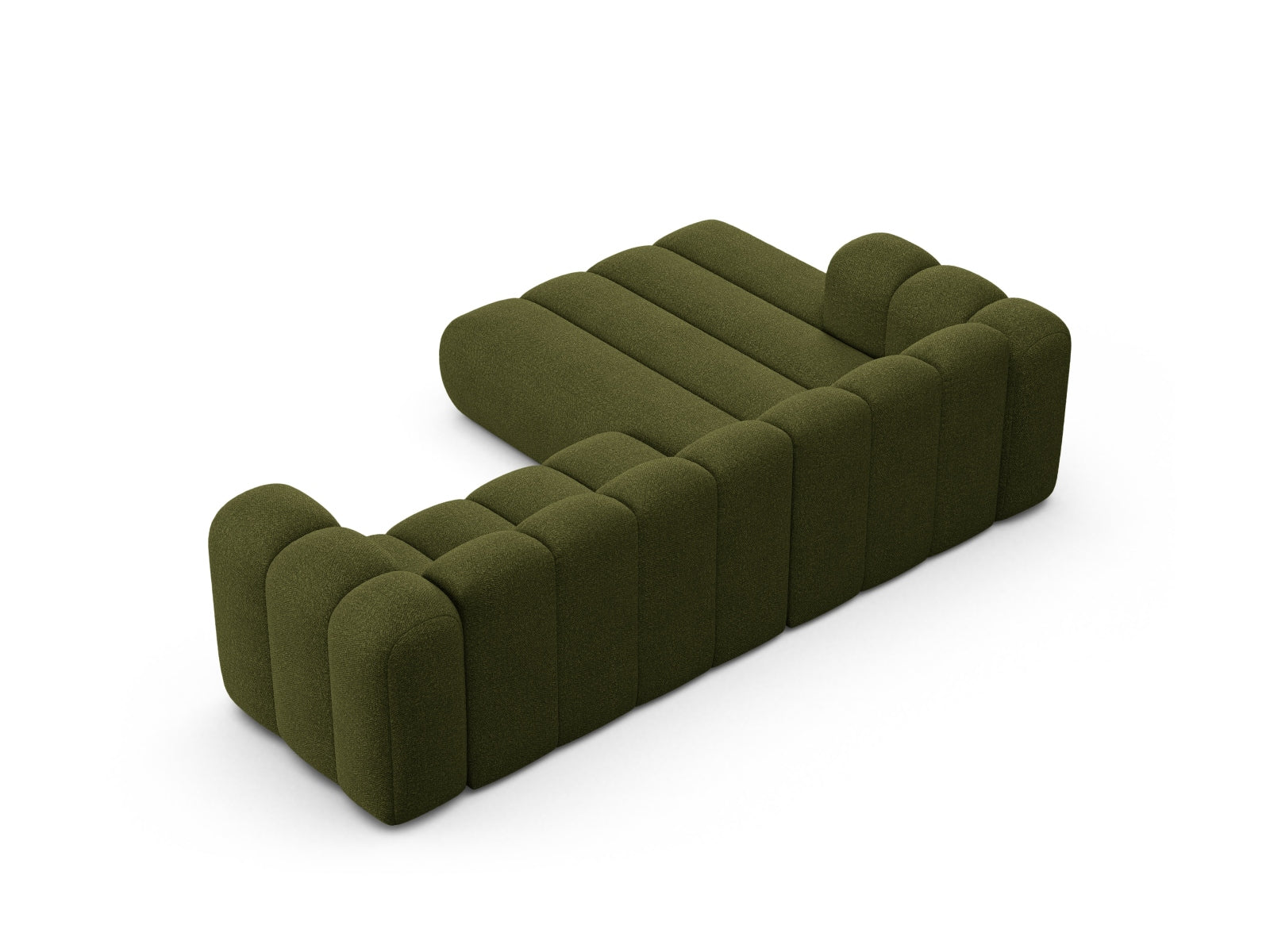 Lupine Boucle Modular Ecksofa links 4 Sitzer in Dark Olive Green präsentiert im Onlineshop von KAQTU Design AG. Ecksofa links ist von Micadoni