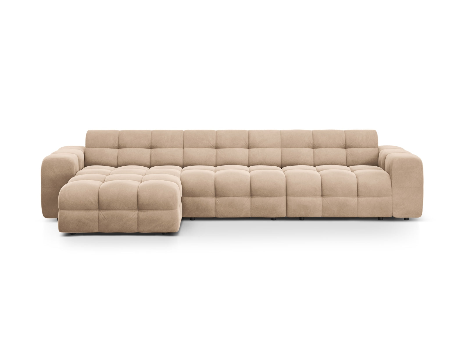 Kendal Velour links Ecksofa 5 Sitzer in Almond Beige präsentiert im Onlineshop von KAQTU Design AG. Ecksofa links ist von Micadoni