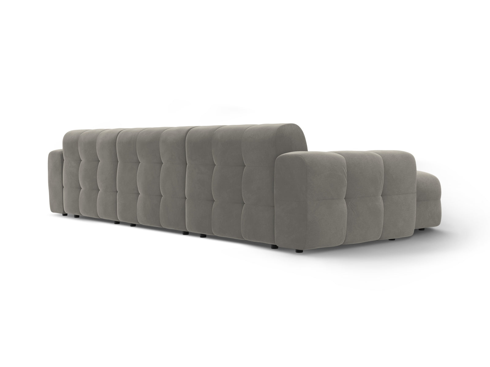 Elegantes Kendal Velour Ecksofa in stilvollem Dunkelgrau, ideal für entspannte Stunden. 5-Sitzer von Micadoni, passt in jedes Zuhause.