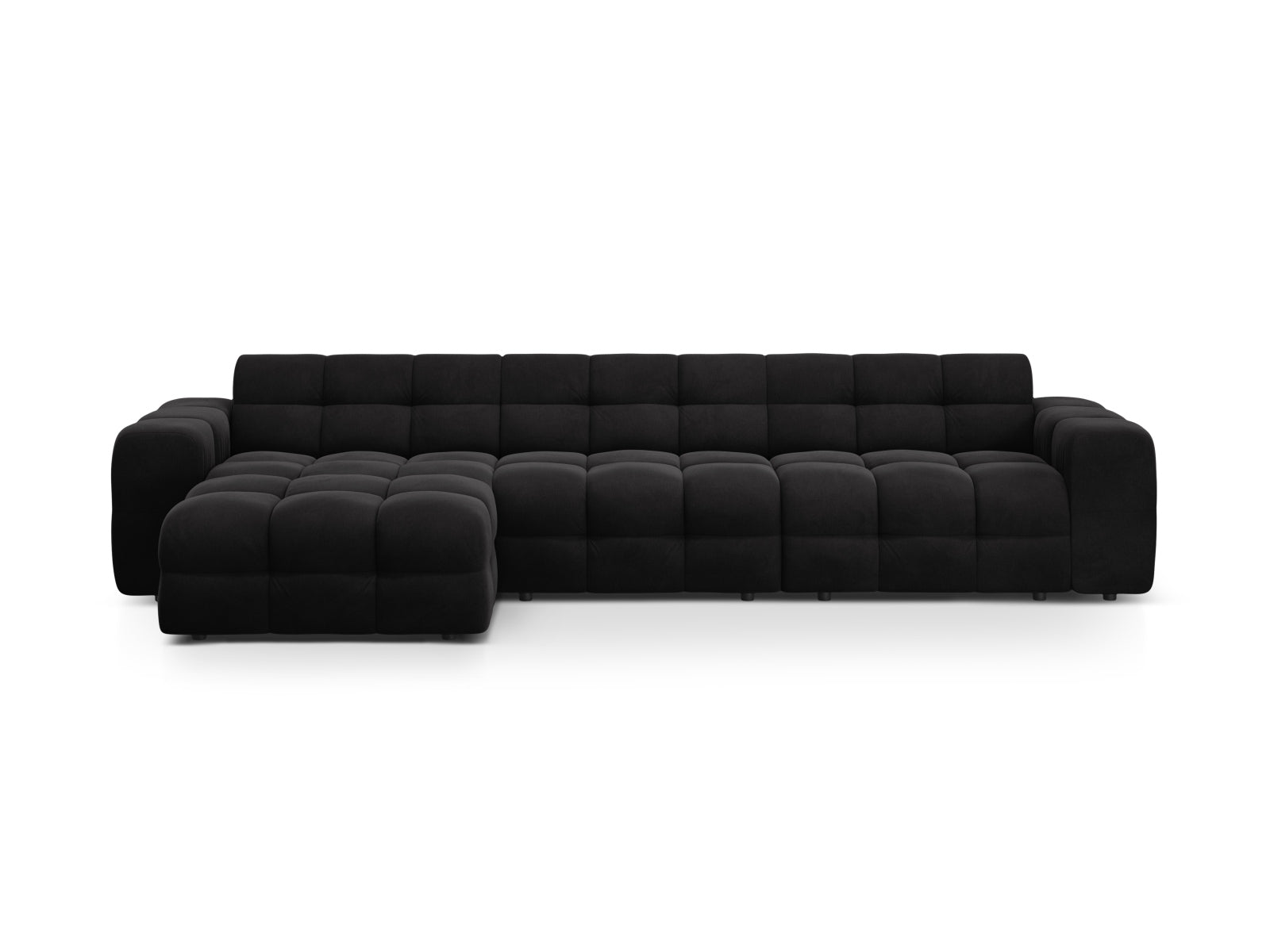 Kendal Velour links Ecksofa 5 Sitzer in Black präsentiert im Onlineshop von KAQTU Design AG. Ecksofa links ist von Micadoni