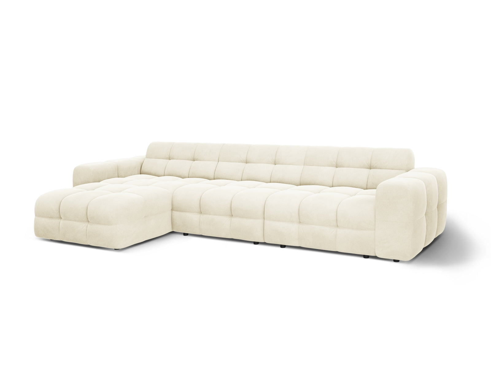 Entdecken Sie das Kendal Velour links Ecksofa 5 Sitzer von Micadoni – stilvolles Design, grosszügige Sitzfläche und höchsten Komfort für Ihr Zuhause.