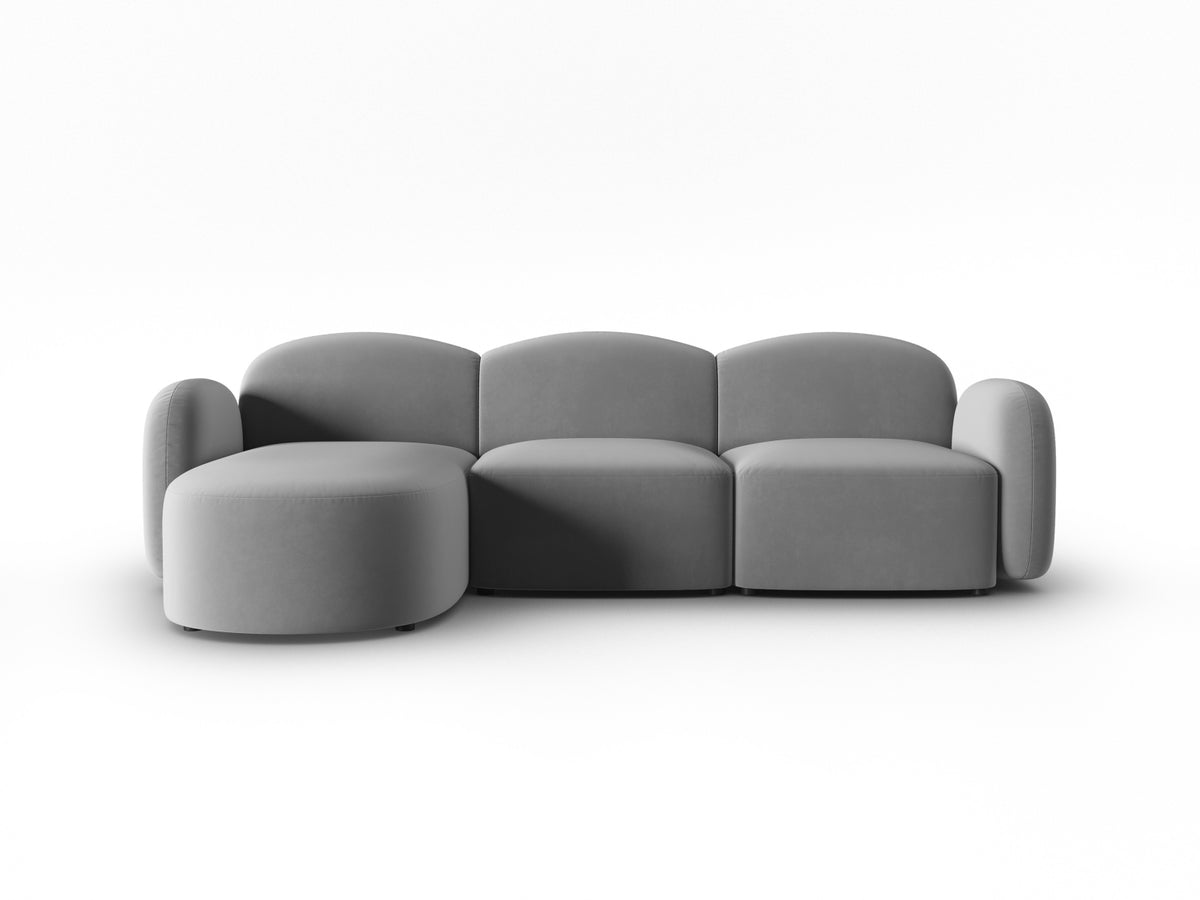 Blair Velour links Ecksofa 4 Sitzer in Light Grey-Casino präsentiert im Onlineshop von KAQTU Design AG. L-Sofa links ist von Micadoni