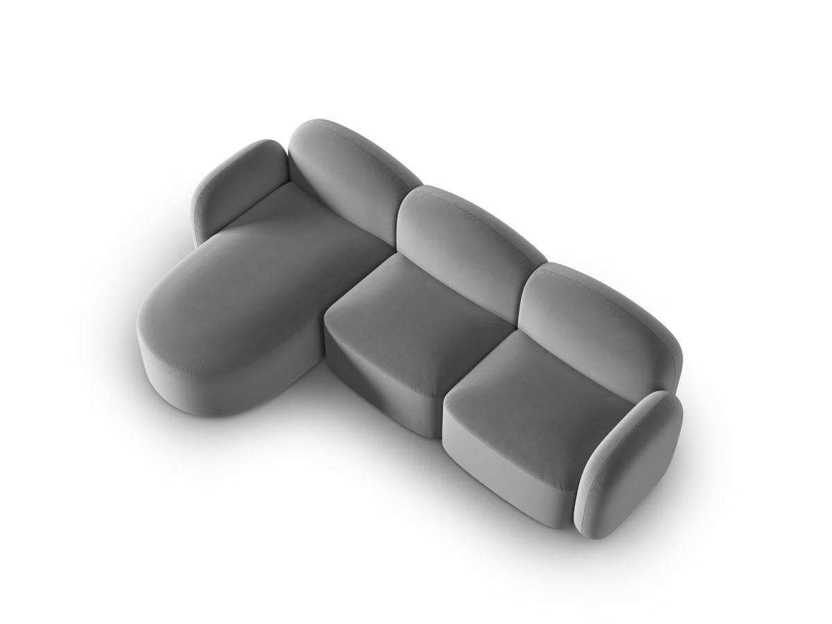 Blair Velour links Ecksofa 4 Sitzer in Light Grey-Casino präsentiert im Onlineshop von KAQTU Design AG. L-Sofa links ist von Micadoni