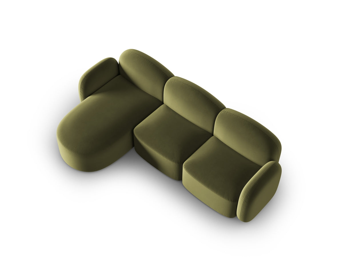 Blair Velour links Ecksofa 4 Sitzer in Light Green-Casino präsentiert im Onlineshop von KAQTU Design AG. L-Sofa links ist von Micadoni