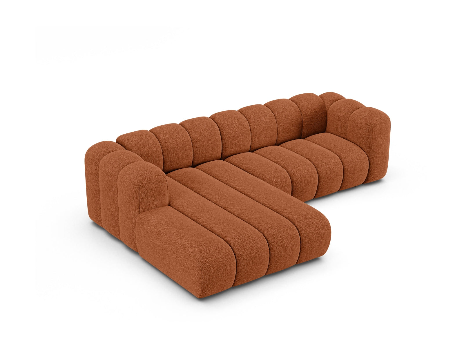 Modulares 4-Sitzer Ecksofa links von Micadoni in ansprechendem Brick-Eden, perfekt für stilvolle und gemütliche Wohnambiente.