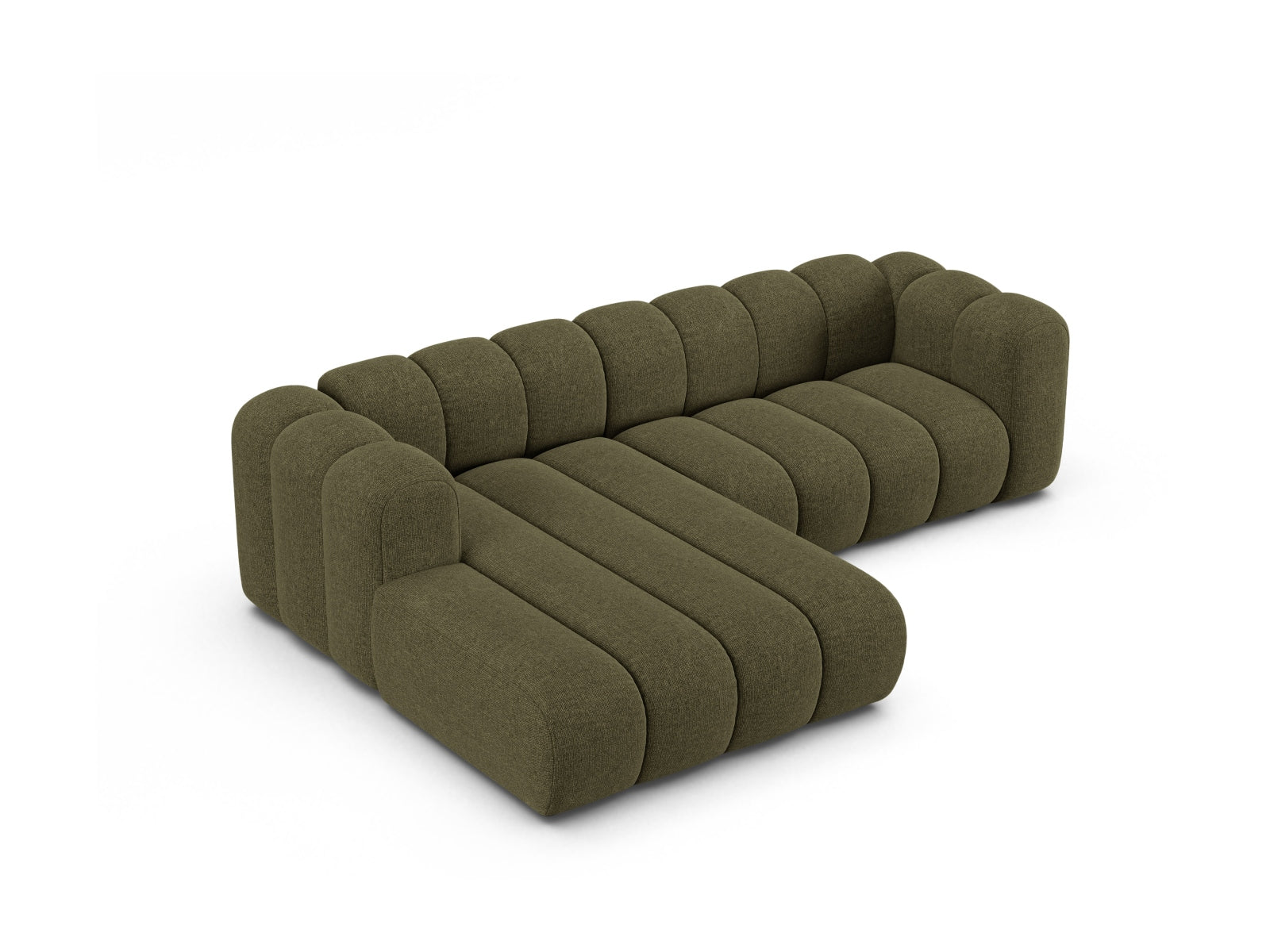 Modernes, flexibles 4-Sitzer Ecksofa links in Green-Eden von Micadoni, perfekt für gemütliche und stilvolle Wohnlandschaften.