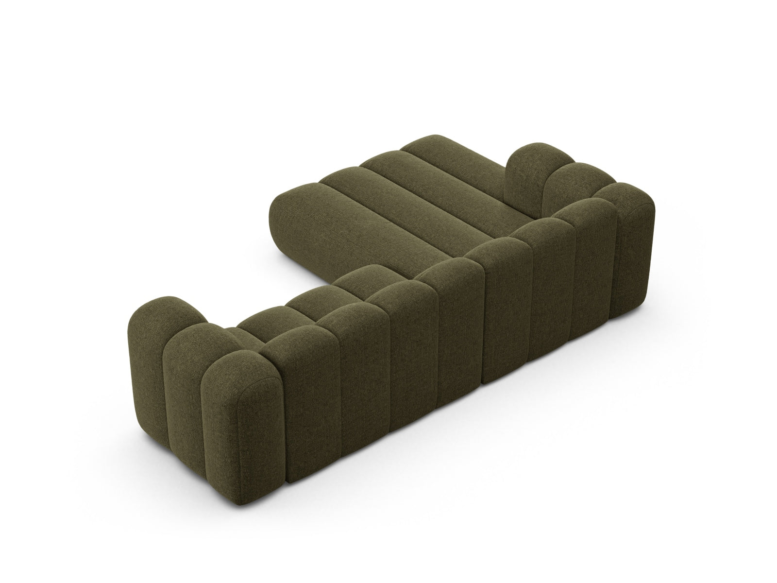 Elegantes, modulares 4-Sitzer Ecksofa links in der Farbe Green-Eden von Micadoni, ideal für stilvolle und einladende Wohnräume.