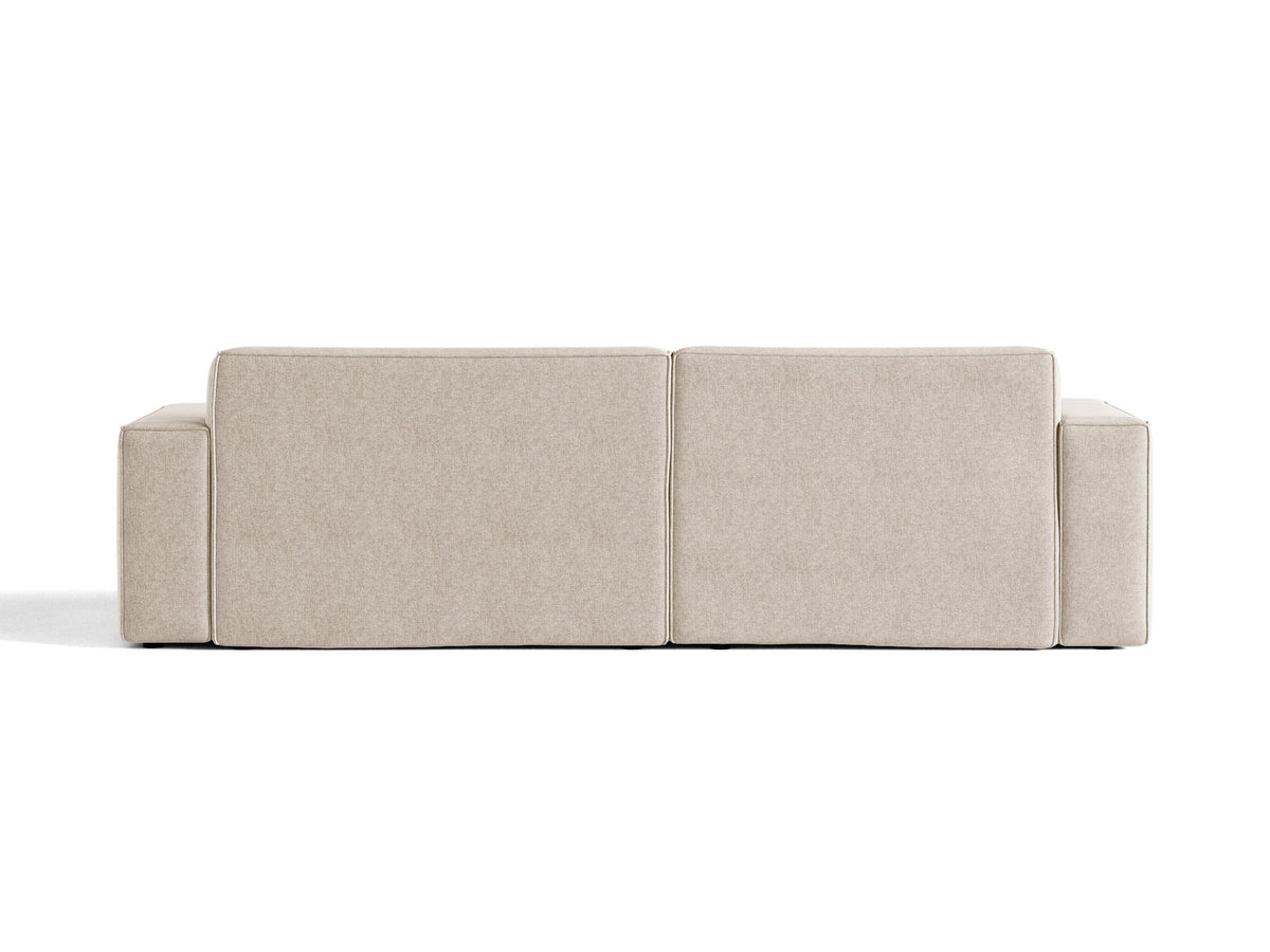 Modulares Ecksofa links Jodie mit Meridienne, Stoffbezug und schwarzen Beinen