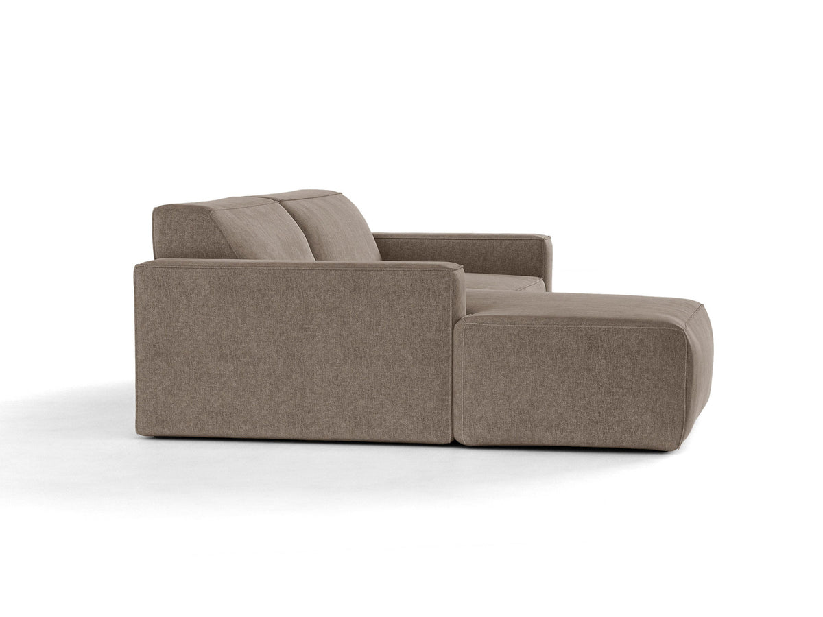 Modulares Ecksofa links Jodie mit Meridienne, Stoffbezug und schwarzen Beinen