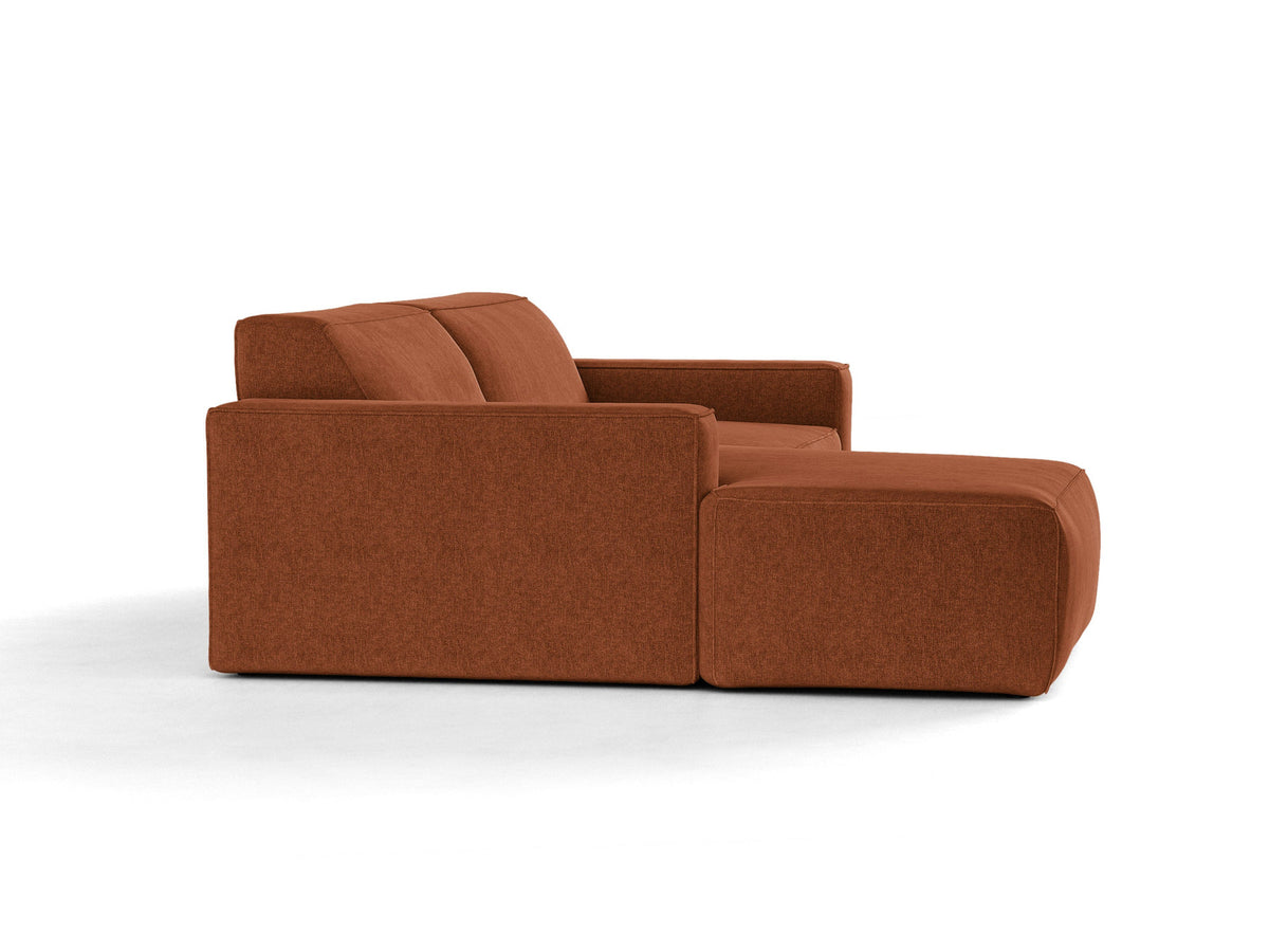 Modulares Ecksofa links Jodie mit Meridienne, Stoffbezug und schwarzen Beinen