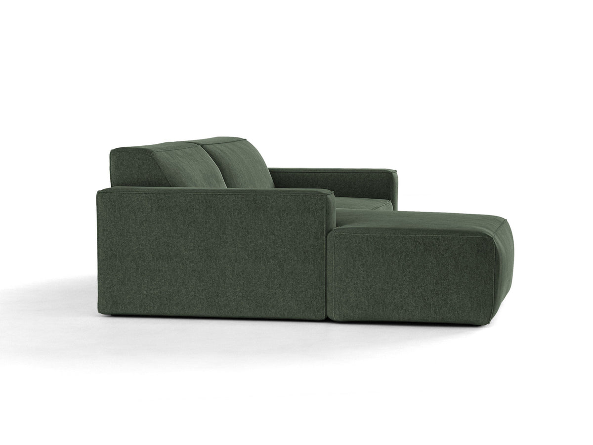 Modulares Ecksofa links Jodie mit Meridienne, Stoffbezug und schwarzen Beinen