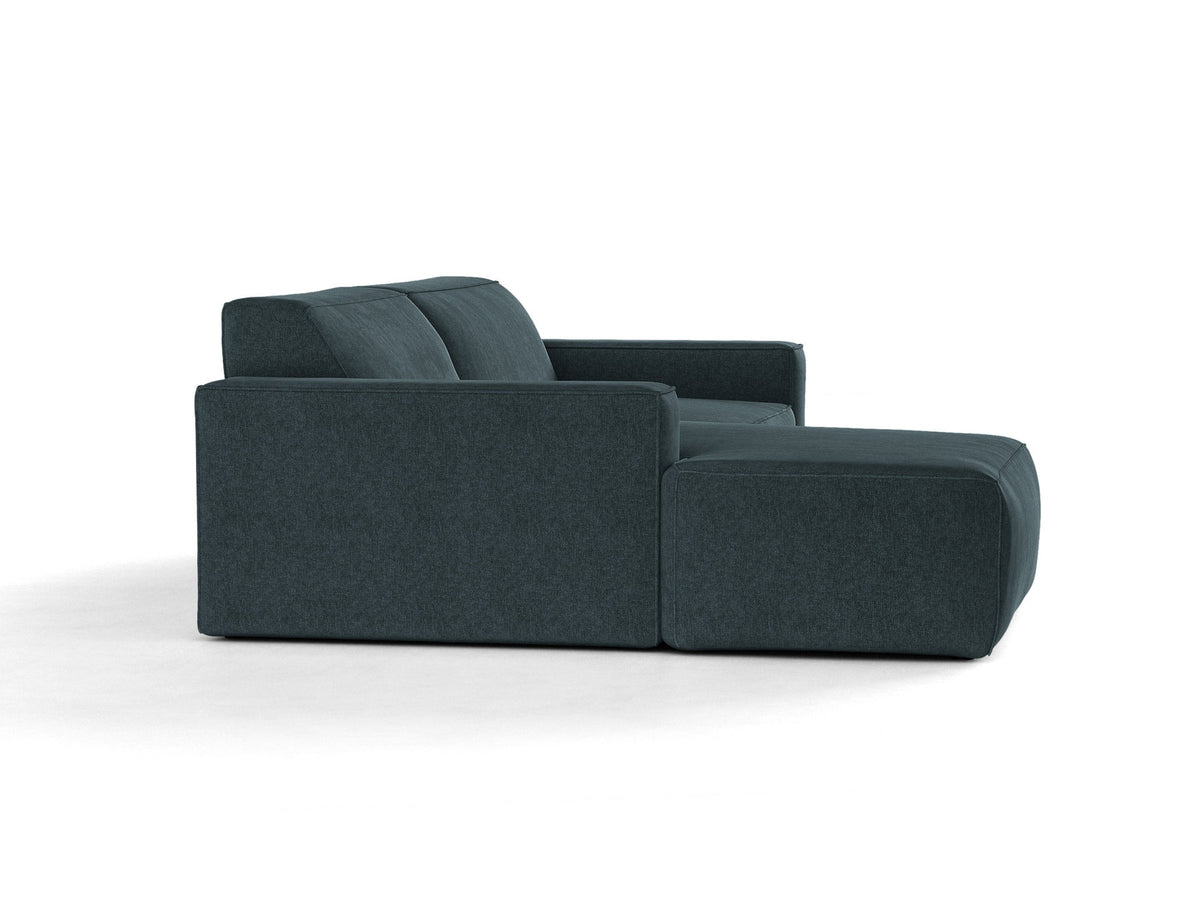 Modulares Ecksofa links Jodie mit Meridienne, Stoffbezug und schwarzen Beinen