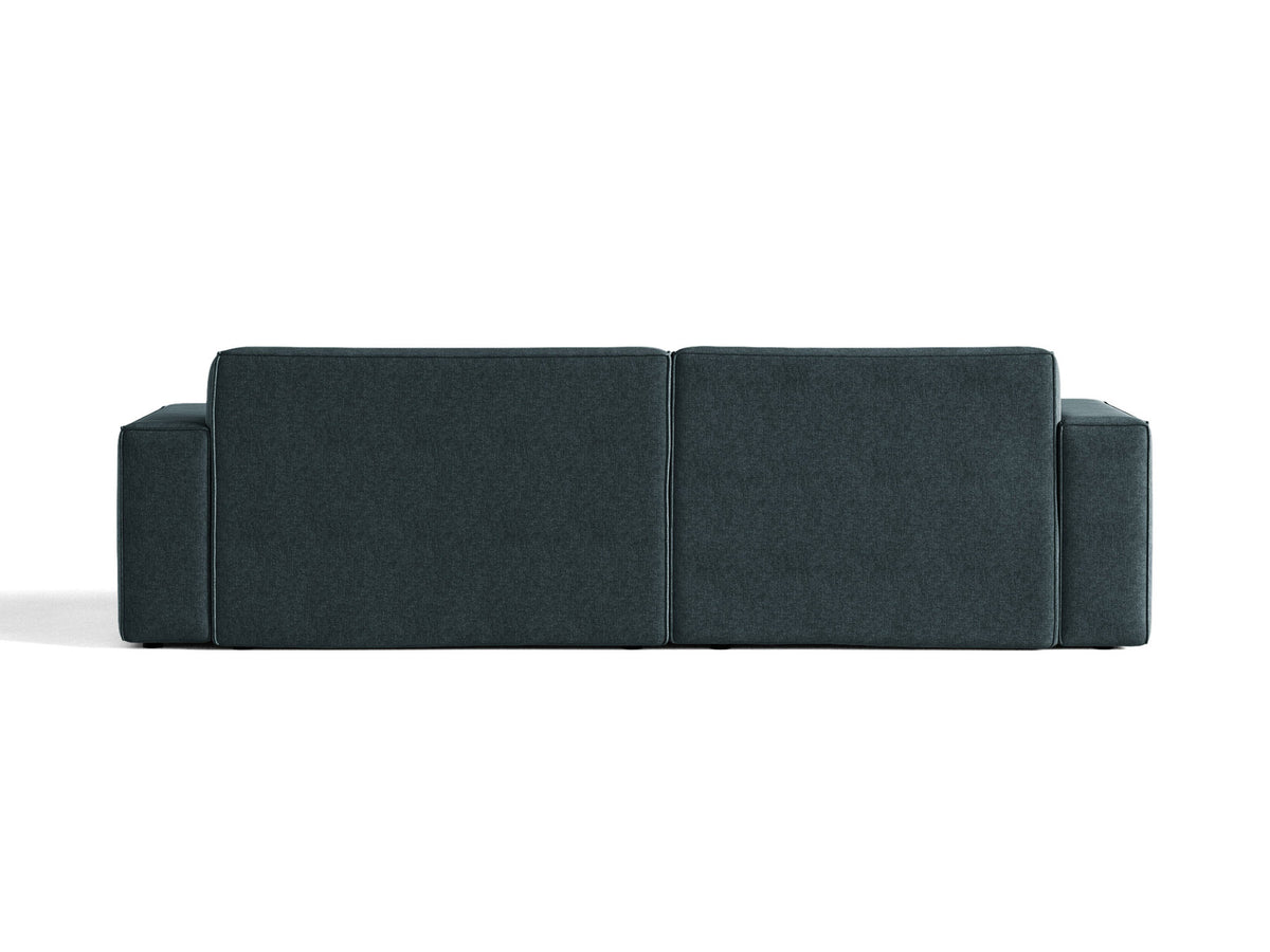 Modulares Ecksofa links Jodie mit Meridienne, Stoffbezug und schwarzen Beinen
