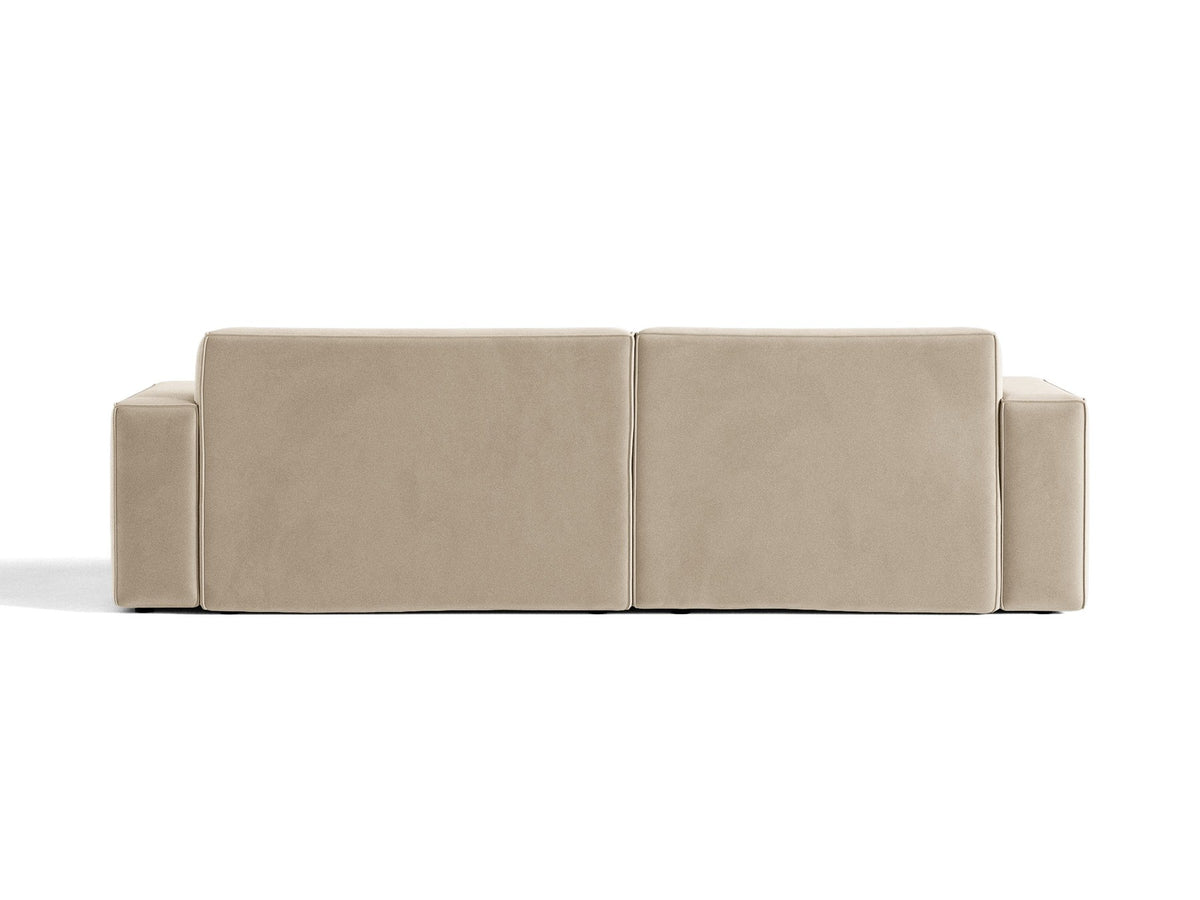 Modulares Ecksofa links Jodie mit Meridienne, Stoffbezug und schwarzen Beinen
