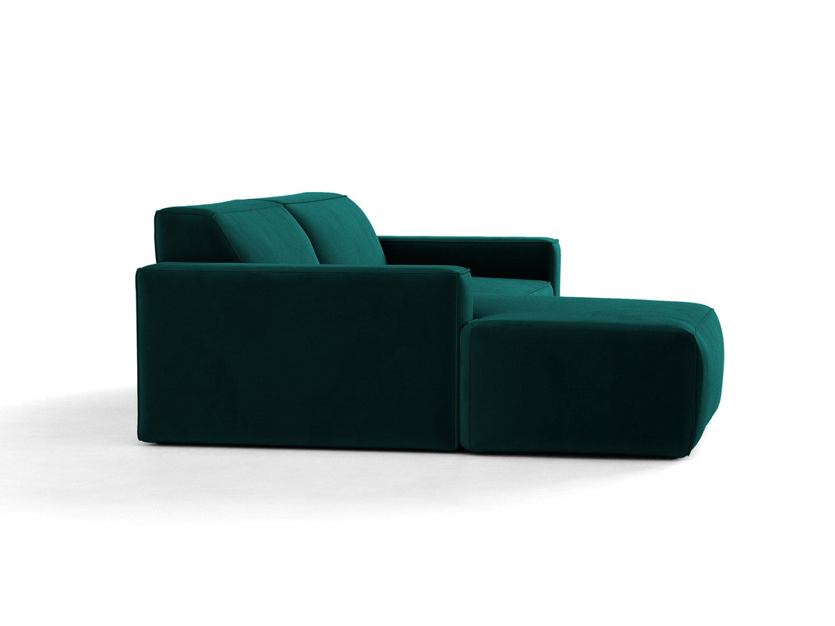 Modulares Ecksofa links Jodie mit Meridienne, Stoffbezug und schwarzen Beinen