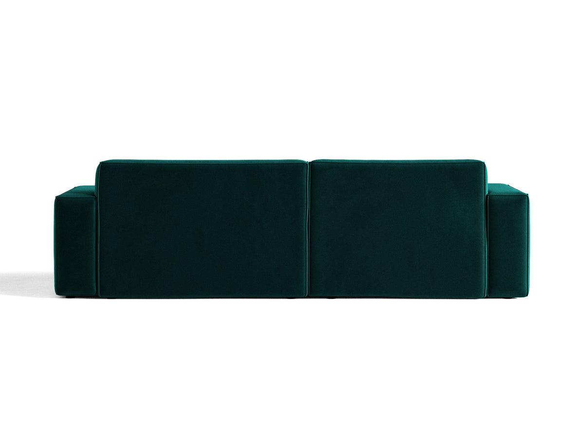 Modulares Ecksofa links Jodie mit Meridienne, Stoffbezug und schwarzen Beinen