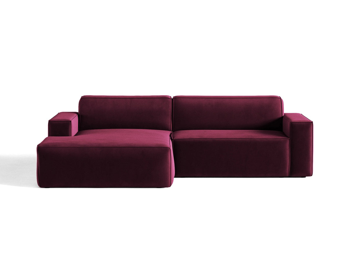 Modulares Ecksofa links Jodie mit Meridienne, Stoffbezug und schwarzen Beinen