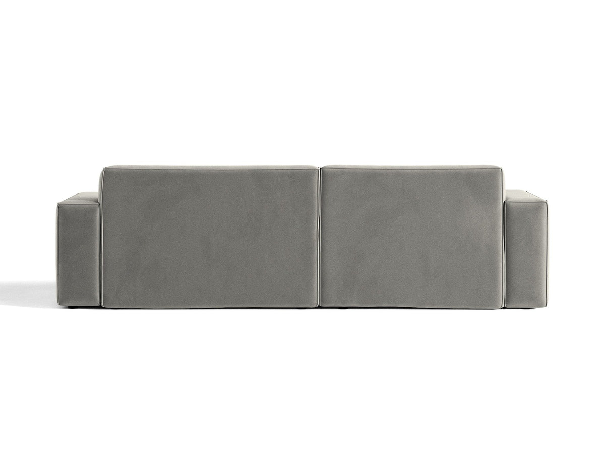 Modulares Ecksofa links Jodie mit Meridienne, Stoffbezug und schwarzen Beinen