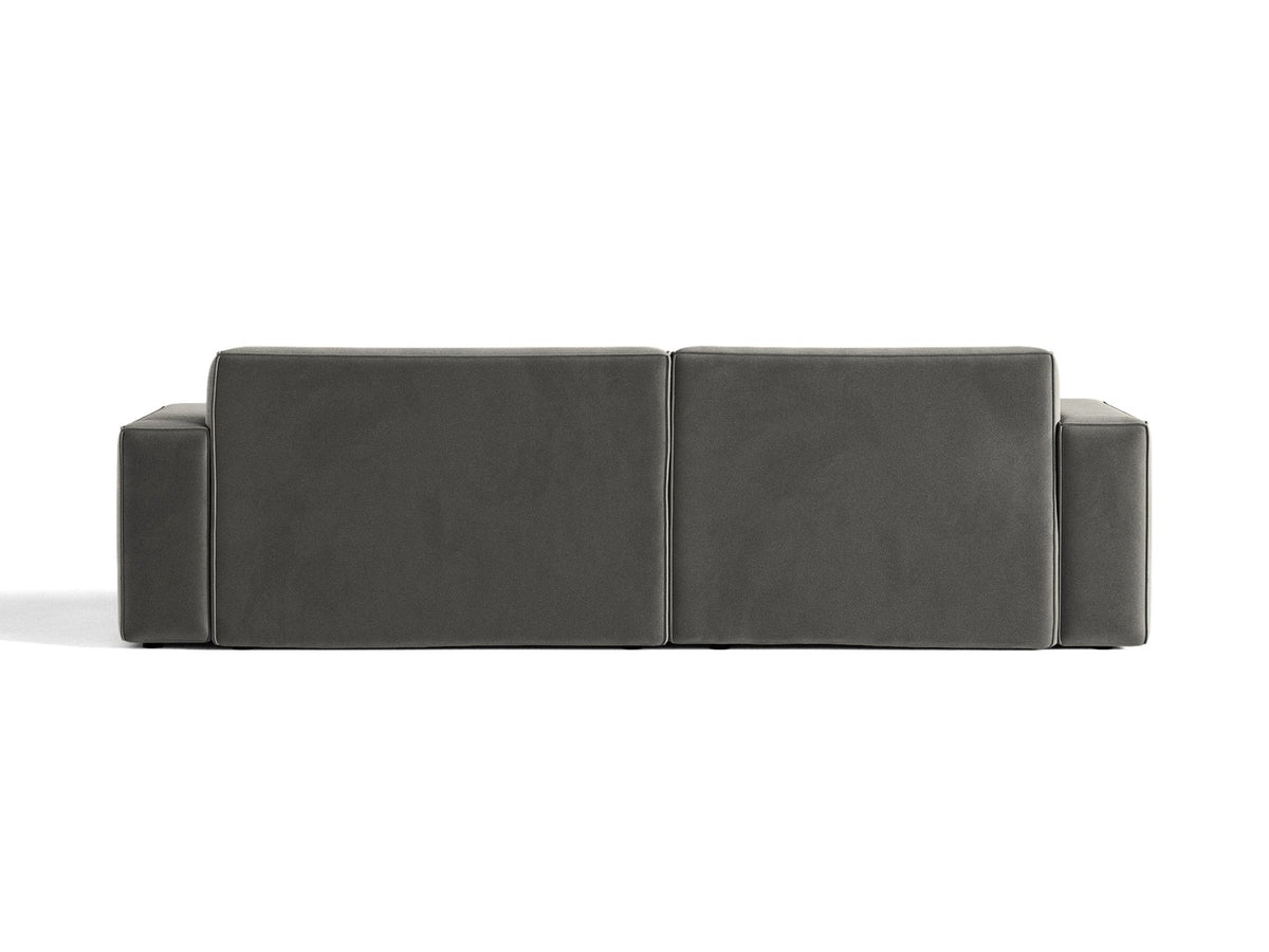 Modulares Ecksofa links Jodie mit Meridienne, Stoffbezug und schwarzen Beinen