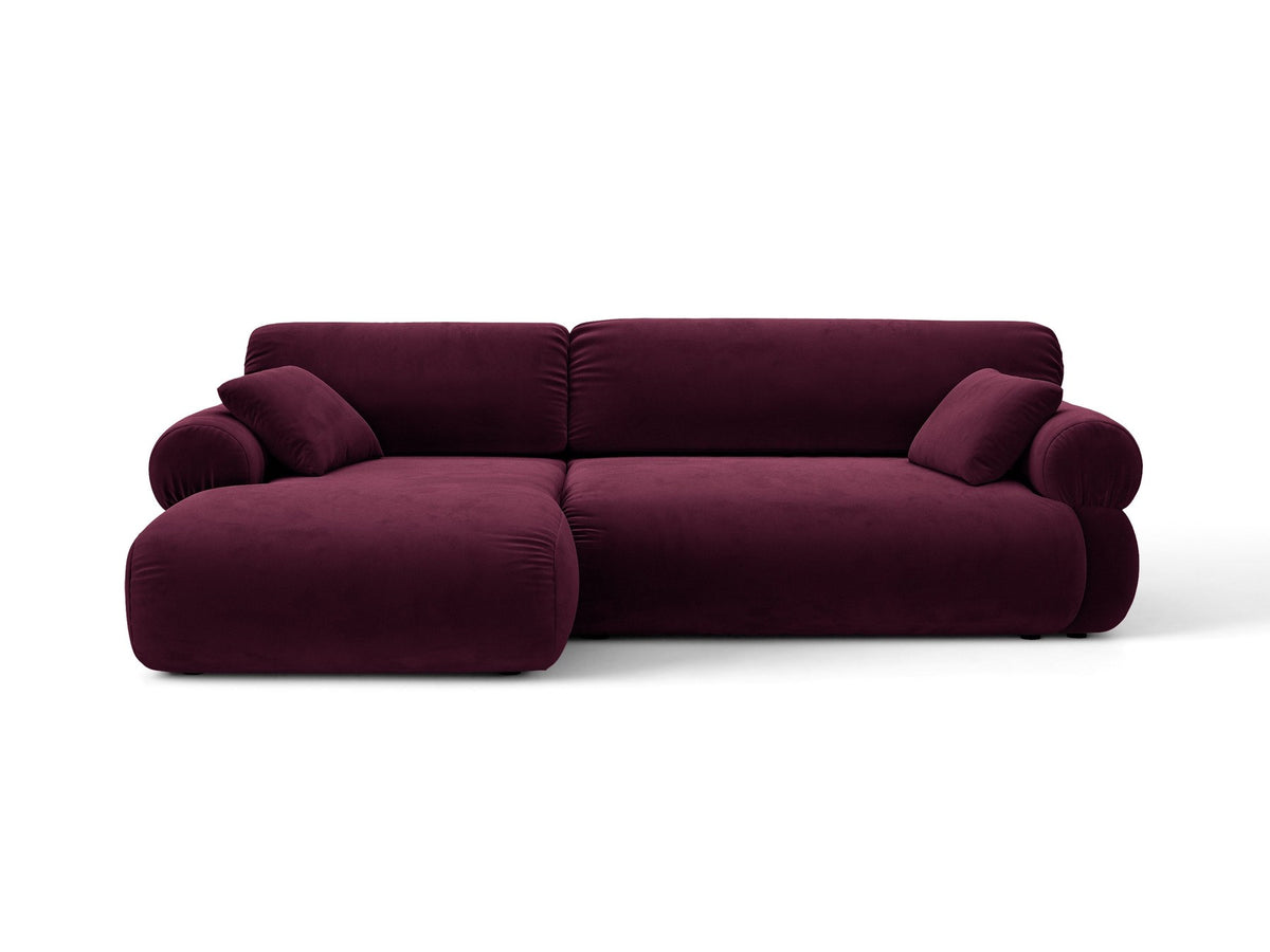 Beiges L-Sofa Ophelia von Micadoni mit Liberty-Stoffbezug, schwarzen Kunststoffbeinen und tiefer Sitzfläche, Ausrichtung links, in modernem Wohnraum.