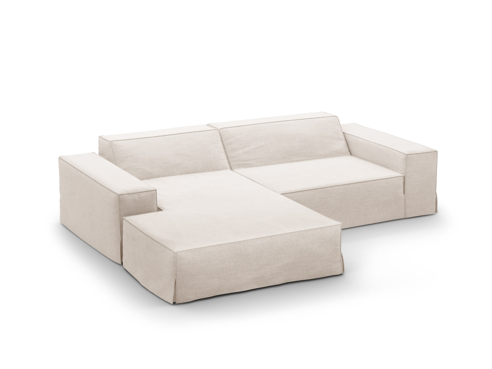 Elegantes, beiges 3-Sitzer Ecksofa Jodie von Micadoni, linksseitig, ideal für gemütliche und moderne Wohnambiente.
