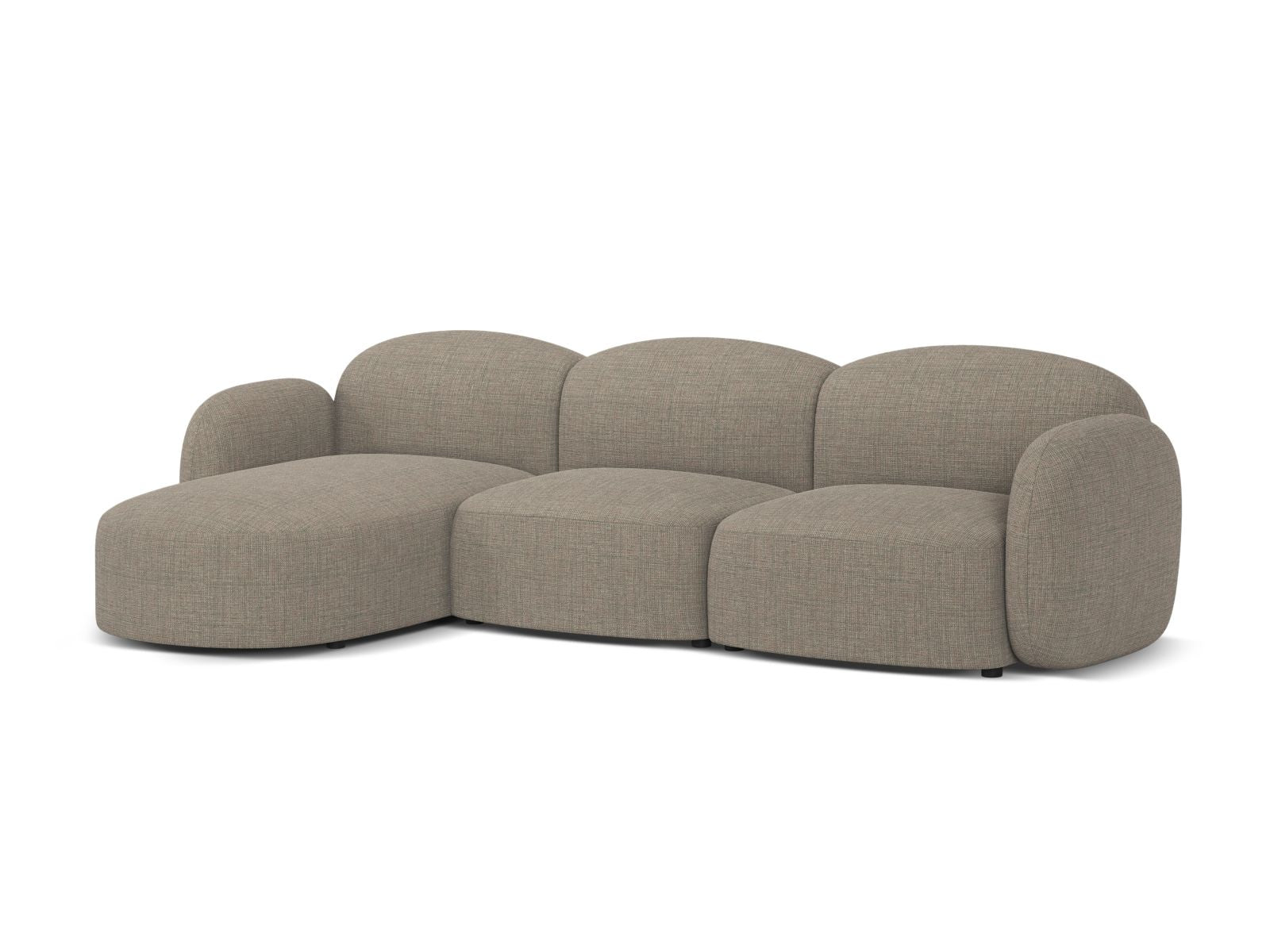 Stylisches 4-Sitzer Ecksofa links Blair in Grau-Braun Melange, ideal für moderne Wohnräume, erhältlich bei KAQTU Design AG.