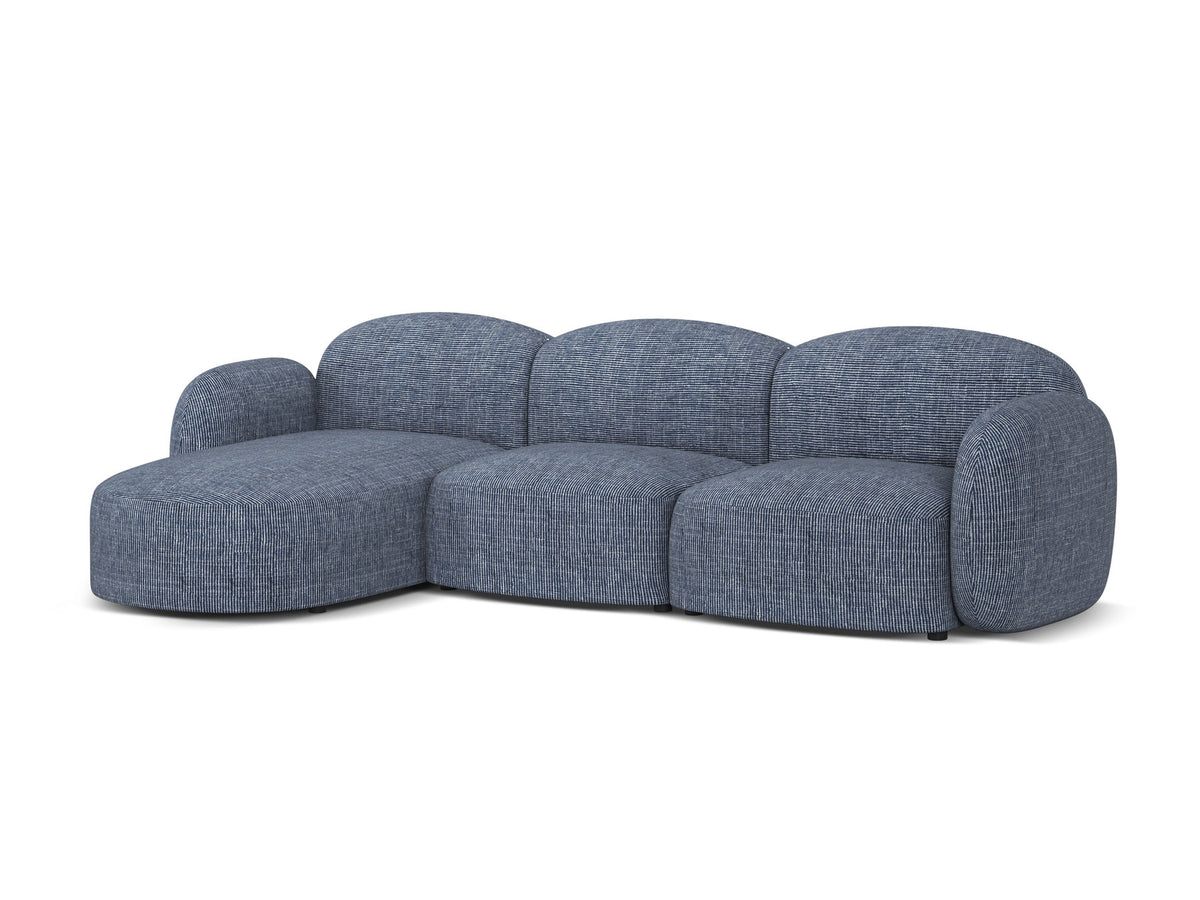 Blair Ecksofa links 4-Sitzer von Micadoni, L-Form, Bezug aus Eden-Chenillestoff in Dark Beige, Massivholzrahmen, schwarze Kunststoffbeine