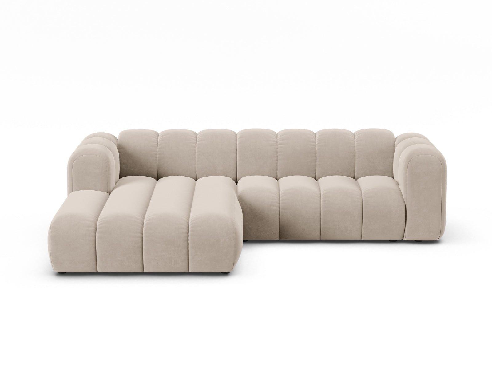 Lupine Velour Modular Ecksofa links 4 Sitzer in Beige-Salvador präsentiert im Onlineshop von KAQTU Design AG. L-Sofa links ist von Micadoni