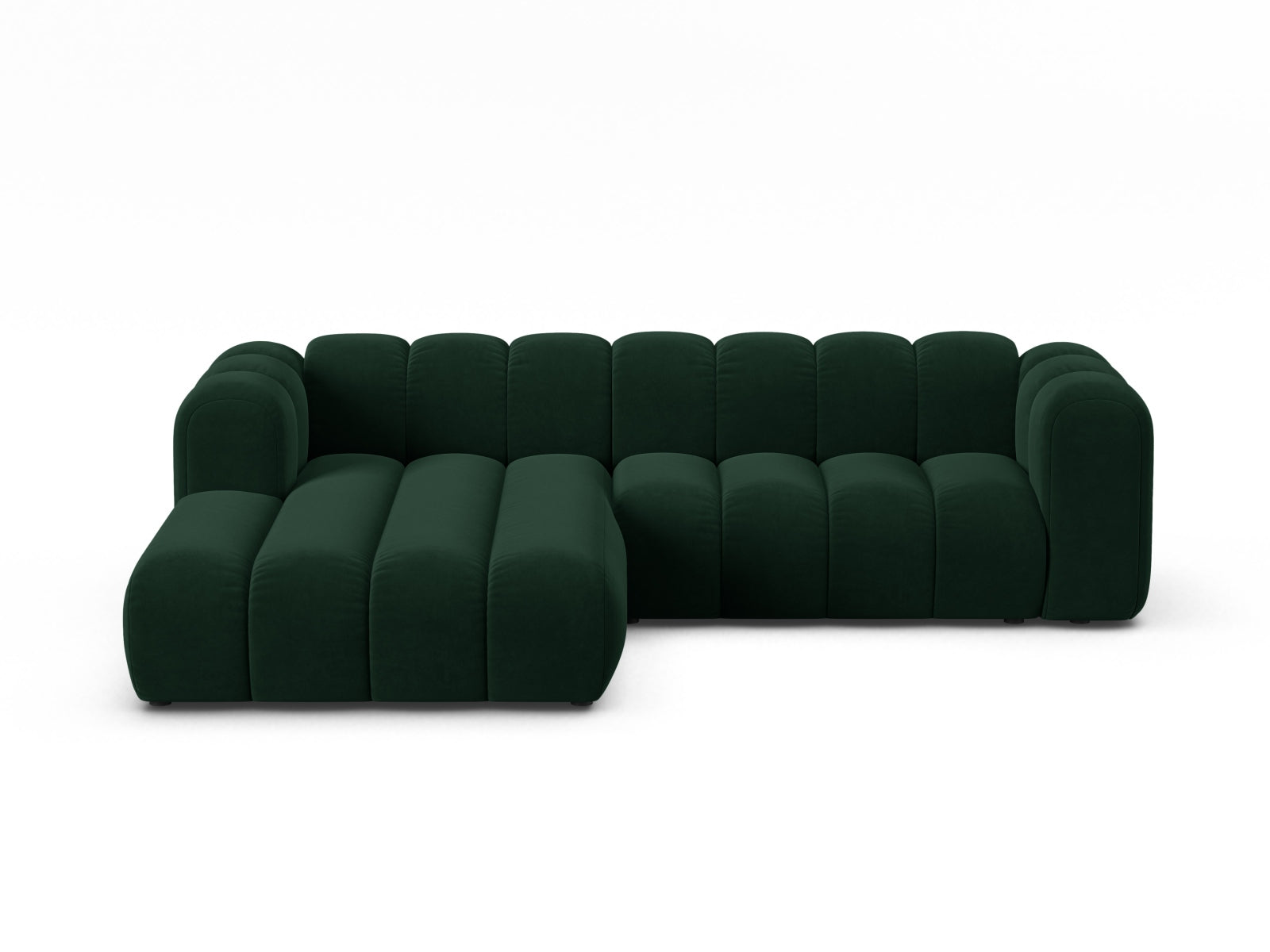 Lupine Velour Modular Ecksofa links 4 Sitzer in Bottle Green-Salvador präsentiert im Onlineshop von KAQTU Design AG. L-Sofa links ist von Micadoni