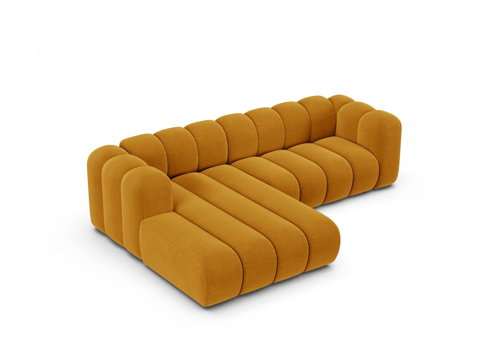 Lupine Velour Modular Ecksofa links 4 Sitzer in Yellow präsentiert im Onlineshop von KAQTU Design AG. Ecksofa links ist von Micadoni