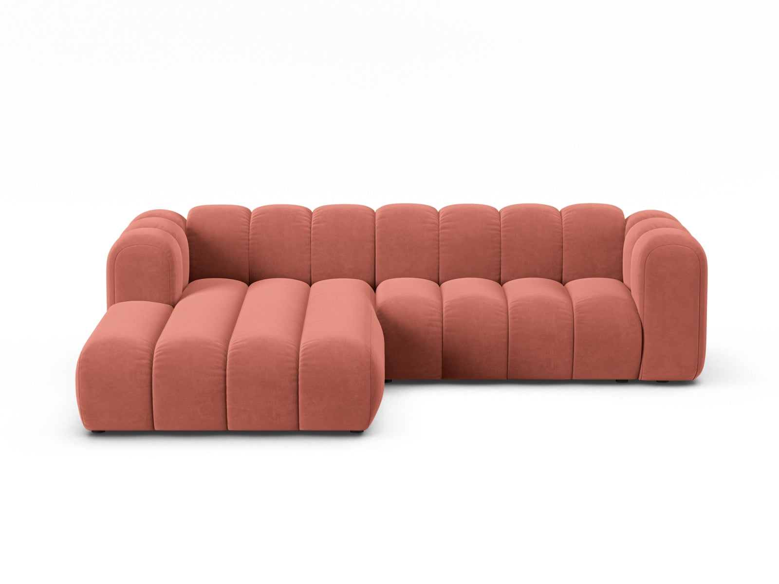 Lupine Velour Modular Ecksofa links 4 Sitzer in Coral-Salvador präsentiert im Onlineshop von KAQTU Design AG. L-Sofa links ist von Micadoni