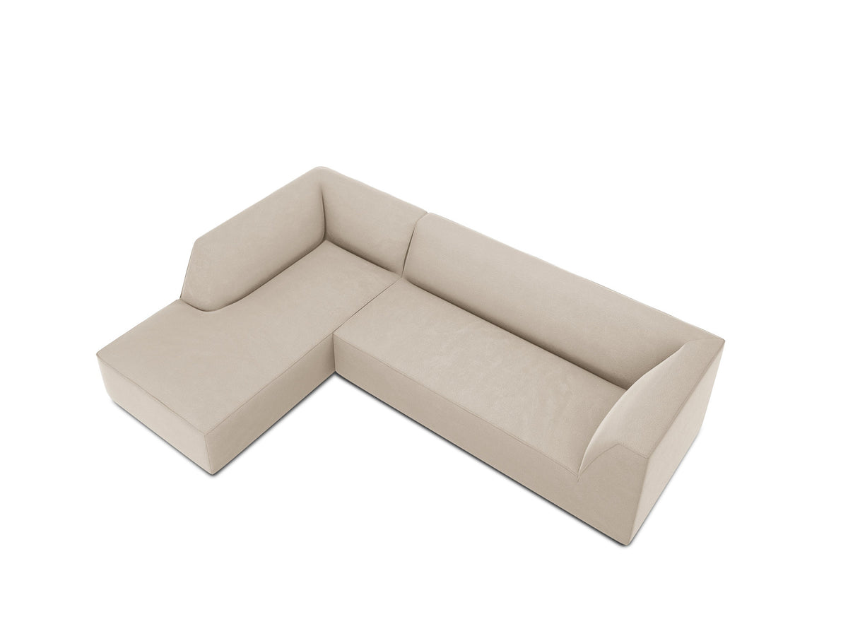 Ruby Velour modulares Ecksofa links 4 Sitzer in Beige-Salvador präsentiert im Onlineshop von KAQTU Design AG. Ecksofa links ist von Micadoni