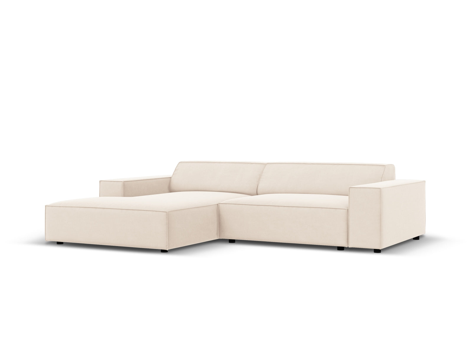 Elegantes, modulares Ecksofa Jodie in sanftem Beige, ideal für stilvolle Wohnräume. Linksseitiger 3-Sitzer von Micadoni.