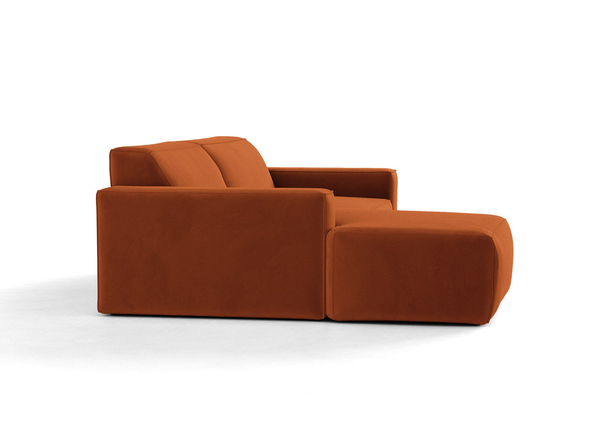 Modulares Ecksofa links Jodie mit Meridienne, Stoffbezug und schwarzen Beinen