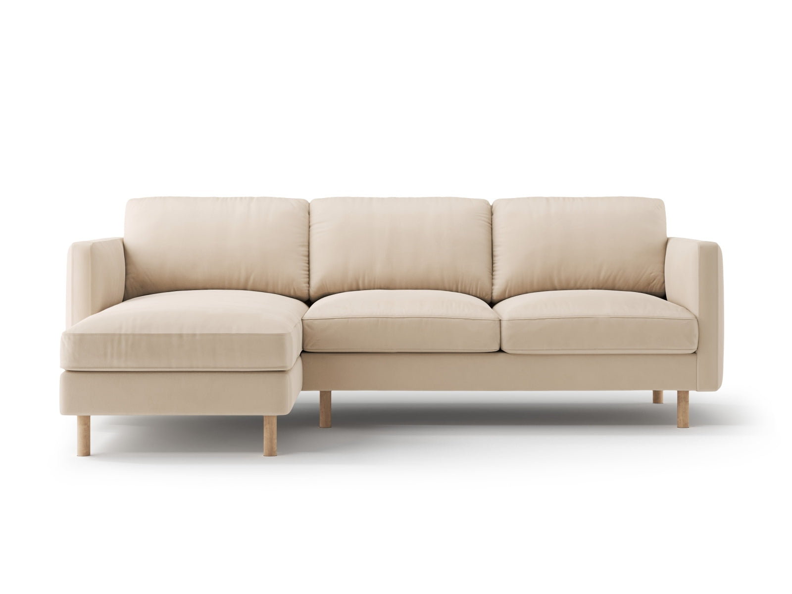 Eden Velour links Ecksofa 3 Sitzer in Nude präsentiert im Onlineshop von KAQTU Design AG. Ecksofa links ist von Micadoni
