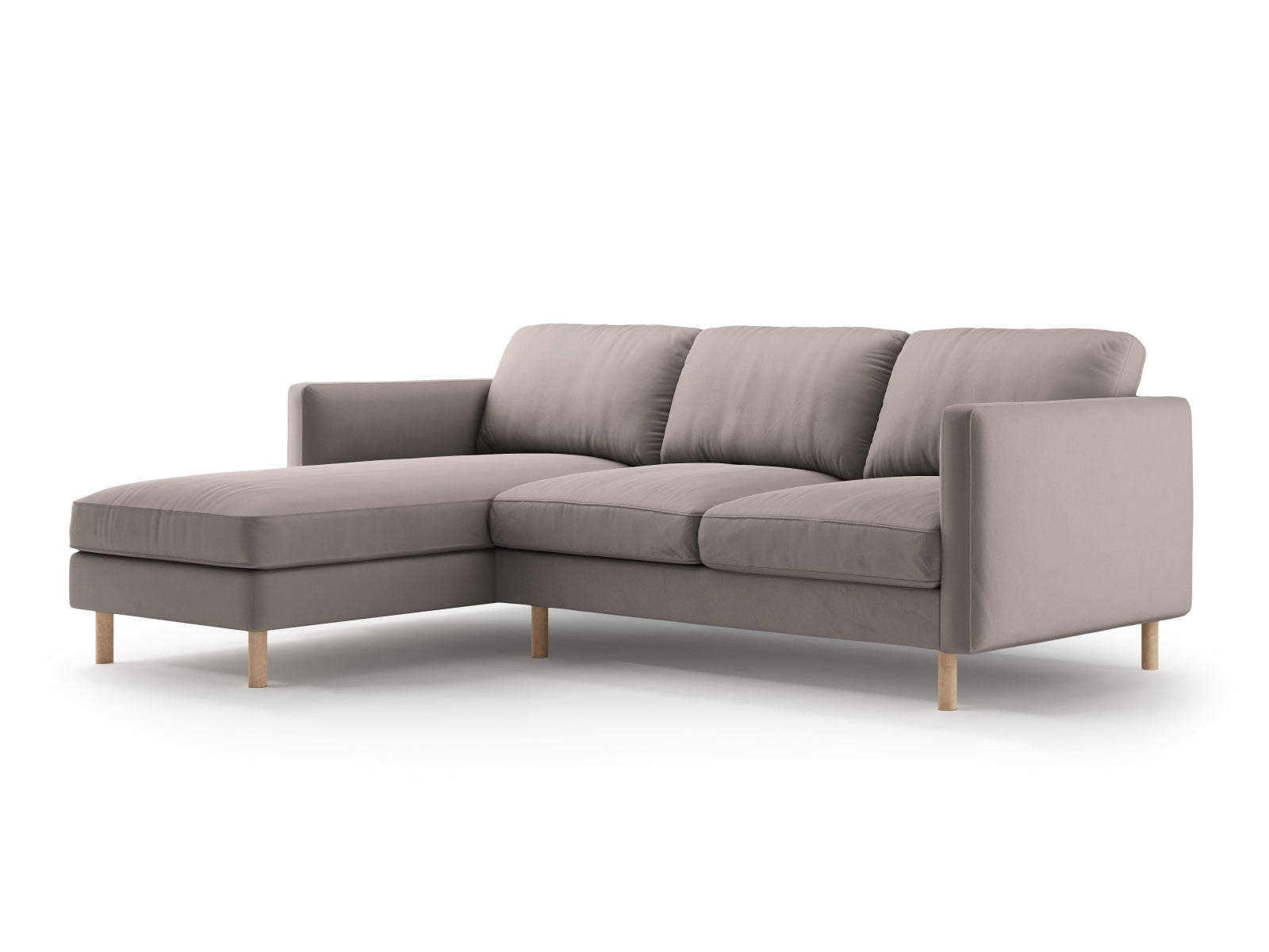 Entdecken Sie das Eden Velour links Ecksofa 3 Sitzer von Micadoni: Hochwertiges Velours, modernes Design und optimaler Komfort für Ihr Zuhause.